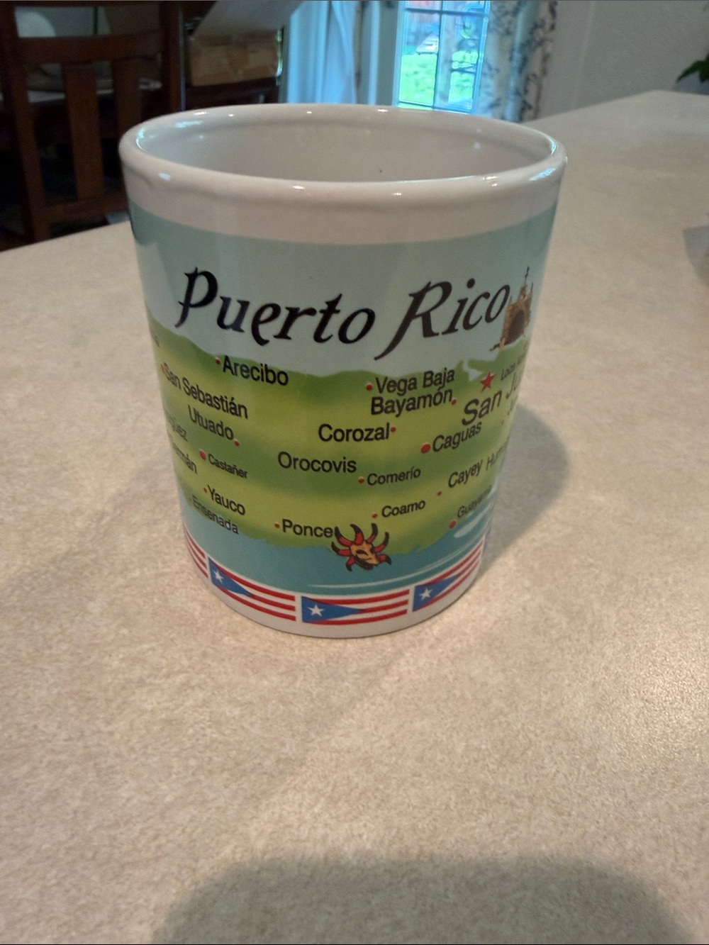 Puerto Rico Map Ceramic Mug - Blue & Green